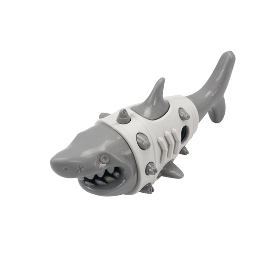 Dog Chew Treat Dispenser Toy - Shark Shape, Teeth Cleaning, Durable & Stress Relief